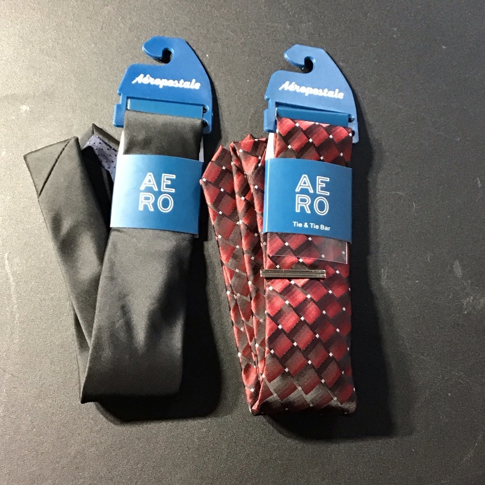 Aeropostale Black and Red Tie Set bundle of 2